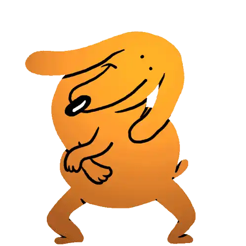 A cartoon dog dancing