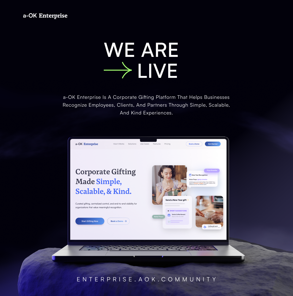 Featured project mockup on laptop